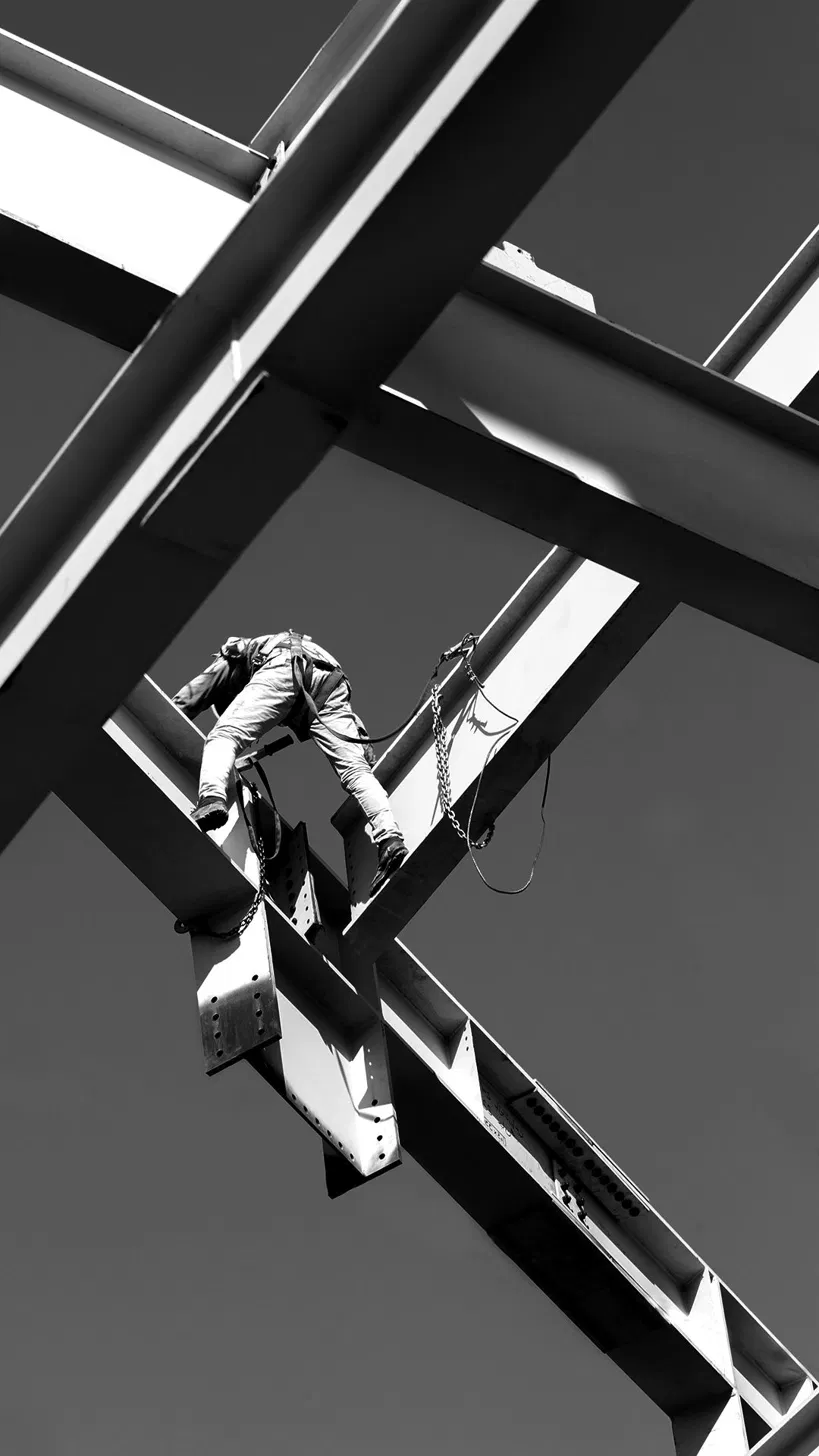 Worker on a steel structure